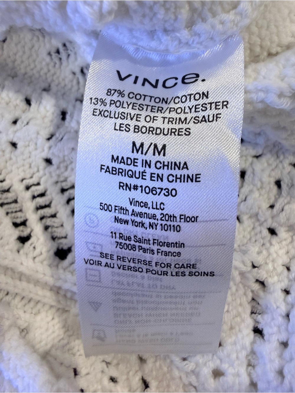 Vince White Open-Knit V-Neck Button Cardigan - Picture 11 of 11